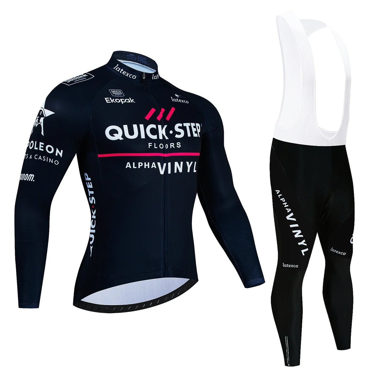 Men's Long Sleeve Fleece Cycling Jersey Set for Winter Bicycle Riding