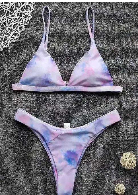 Women's Triangle Bikini Top and High Cut Briefs Swim Set