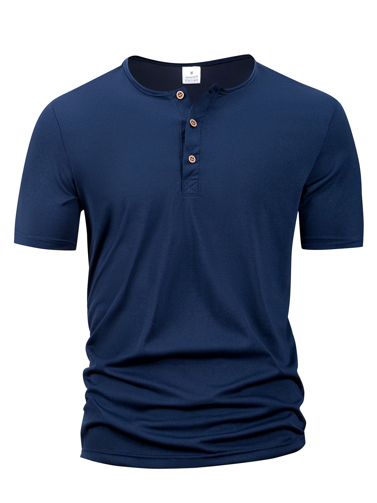 Solid Henley Neck Short Sleeve Button Placket T Shirt