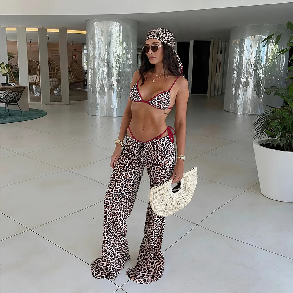 Printed Bikini with Kimono Cover-Up