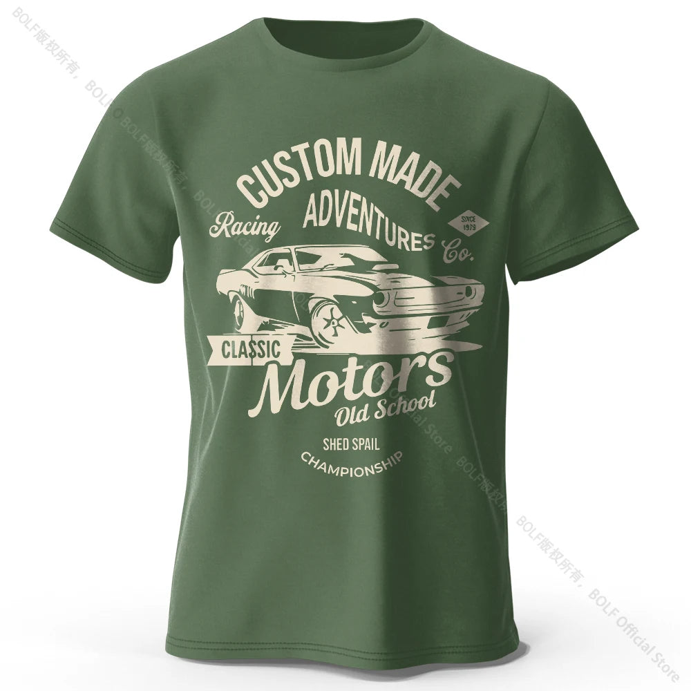 Men's Cotton Motors Graphic Short-Sleeve Oversized T-Shirt