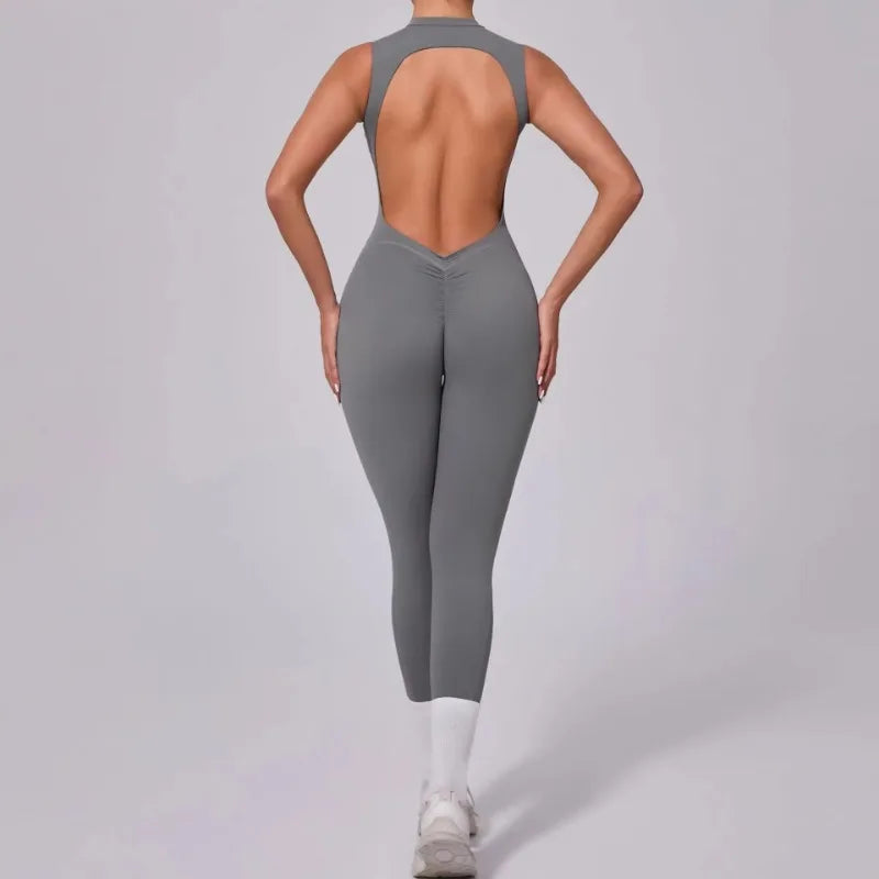 Women's High Neck Workout One Piece with Back Cutout and Leg Length Options