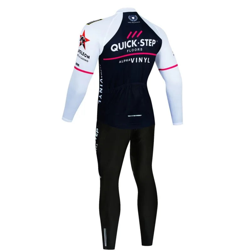Men's Long Sleeve Fleece Cycling Jersey Set for Winter Bicycle Riding