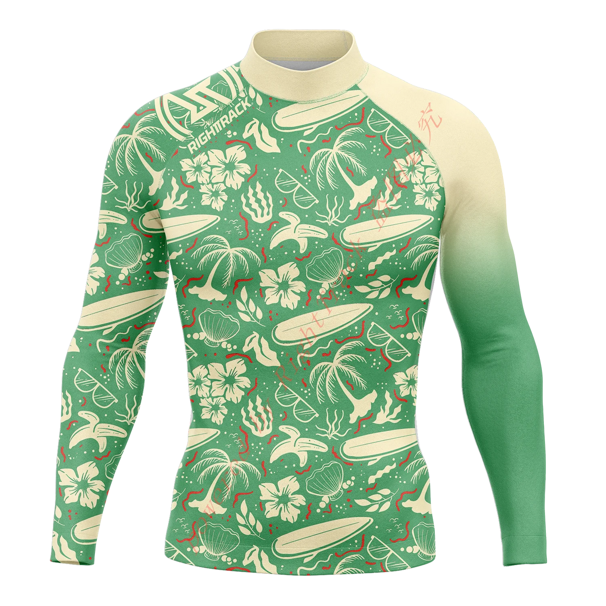 Men's Round Neck Rash Guard with Long Sleeves for Summer Surfing