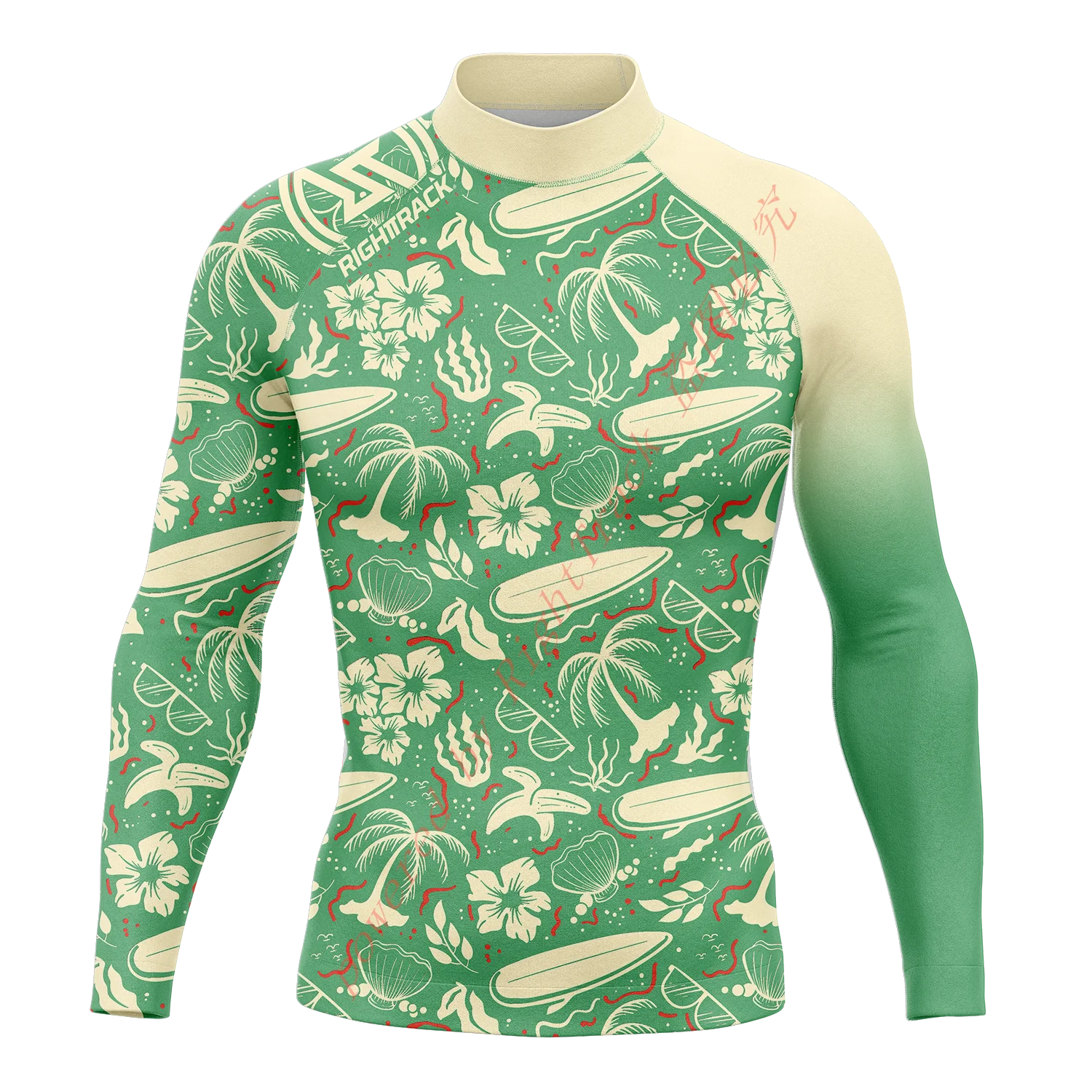 Men's Round Neck Rash Guard with Long Sleeves for Summer Surfing