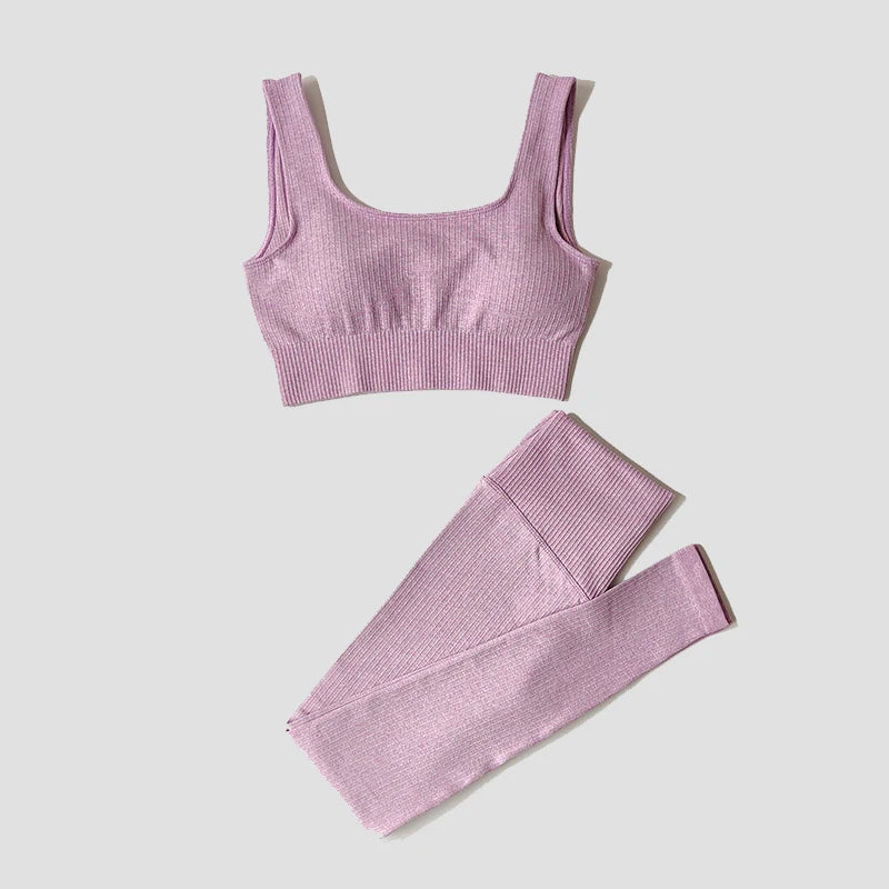 Women's Long Sleeve Crop Top And Leggings Yoga Set