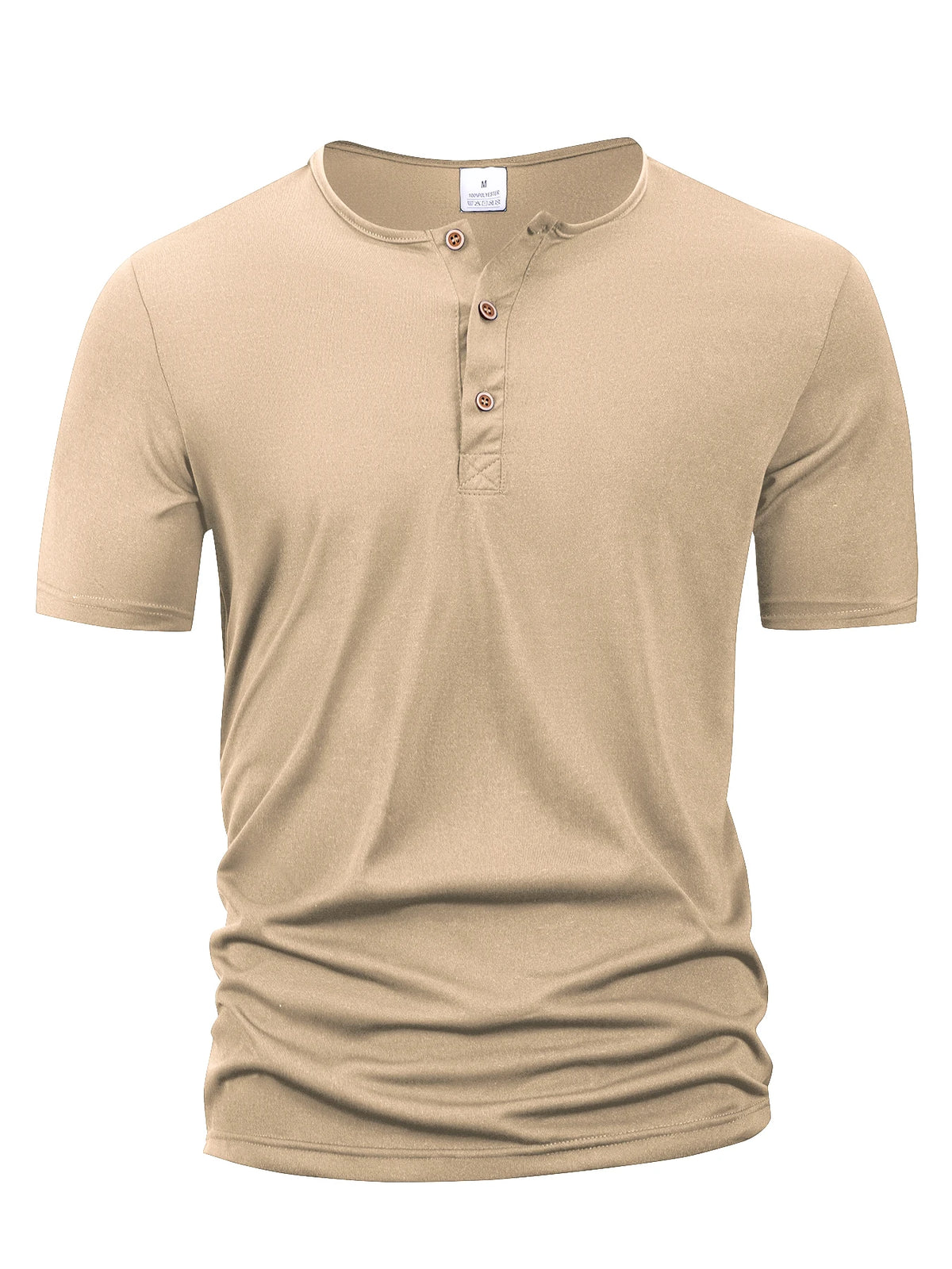Solid Henley Neck Short Sleeve Button Placket T Shirt