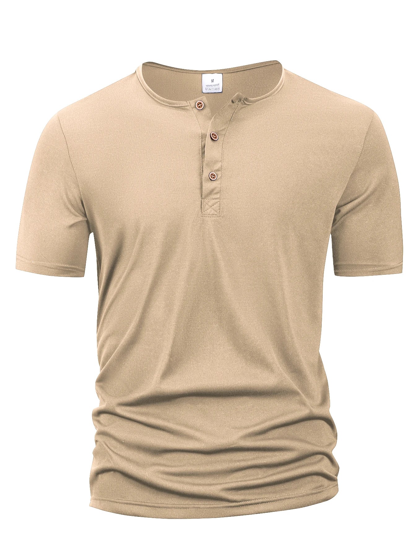 Solid Henley Neck Short Sleeve Button Placket T Shirt
