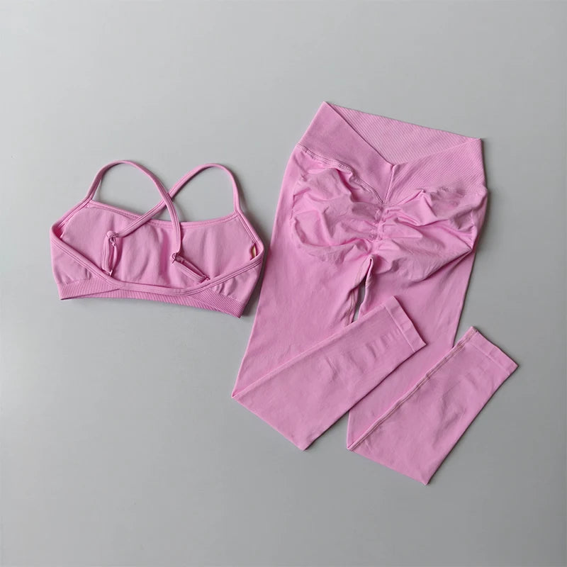 Women's Cross Back Bra And Leggings Yoga Set
