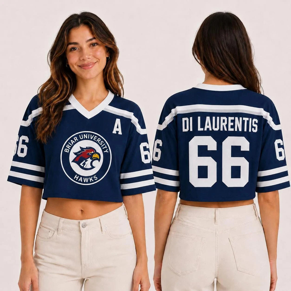 Briar University Number Graphic Short Sleeve Crop Top