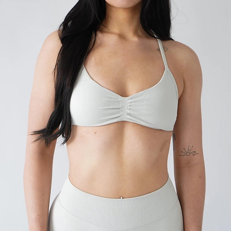 Women's Strappy Bra And Shorts Yoga Set For Workout Outfits