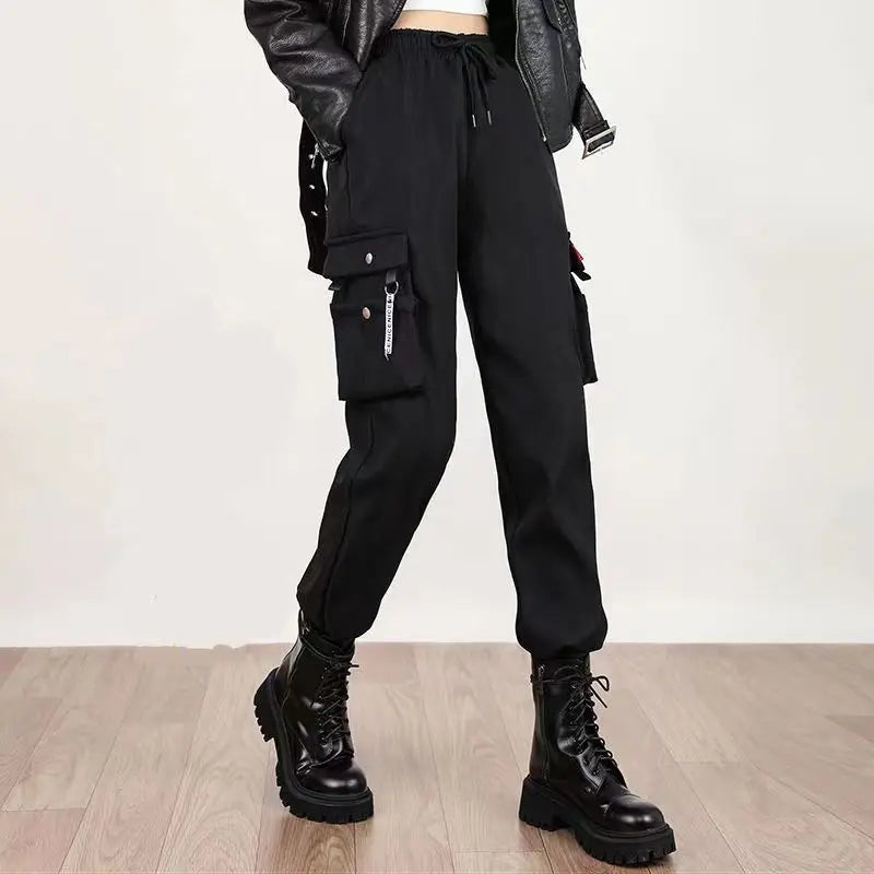 Women's Cargo Joggers with Contrast Panel and Strap Style Options