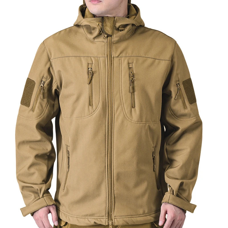 Men's Hooded Zip Front Multi Pocket Jacket