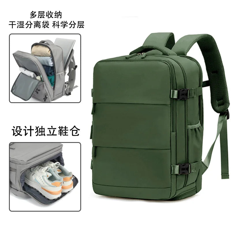 Rectangular Travel Backpack with Zippered Compartments and Carry Handle