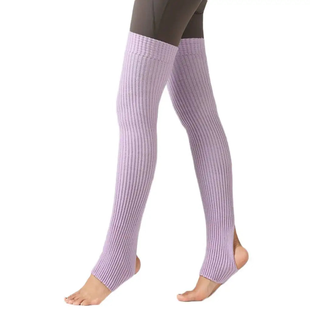 Long Ribbed Leg Warmers with Stirrup Foot Openings