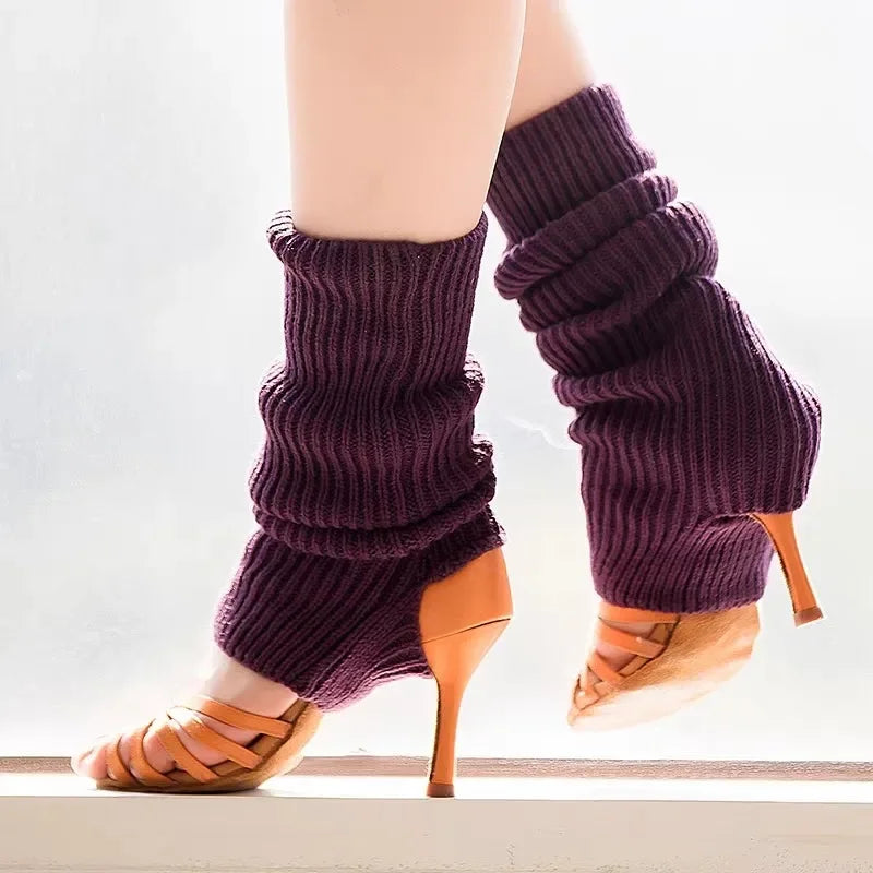 Solid Ribbed Leg Warmers with Slouchy Stirrup Shape