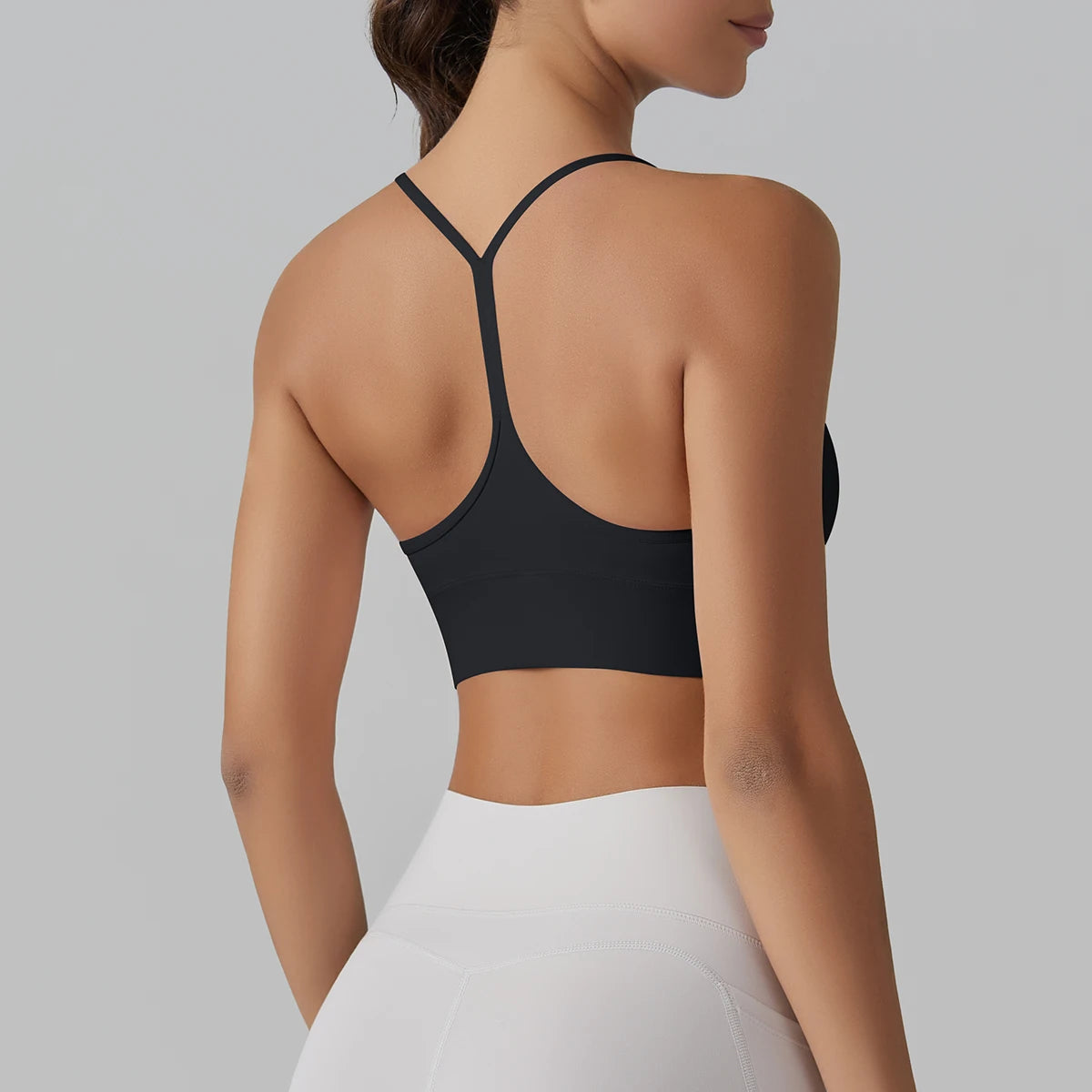 Women's Nylon Blend Y Back Sports Bra with a Fitted Stretch Shape