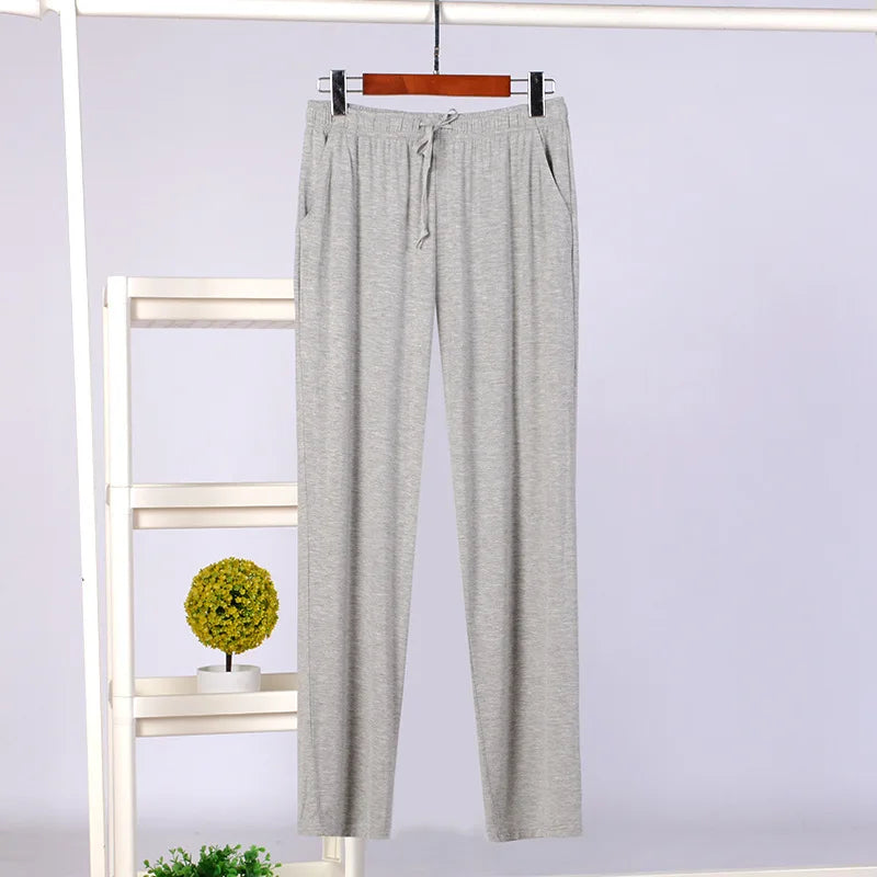 Men's Solid Elastic Waist Long Lounge Pants for Home Wear