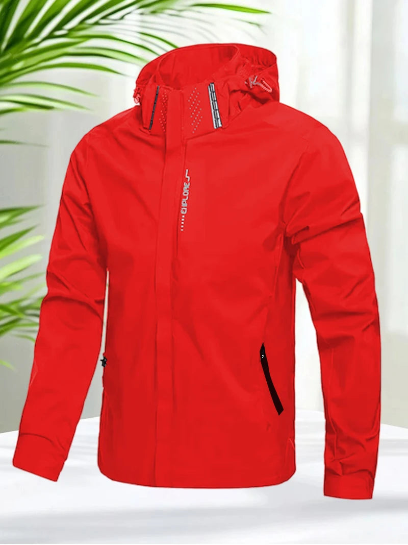 Hooded Long Sleeve Full Zip Outdoor Hiking Jacket with Pockets