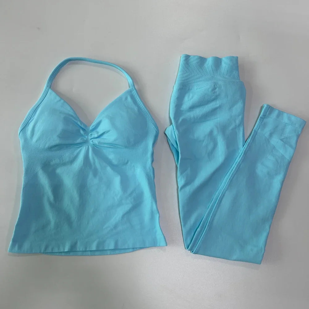 Women's Thin Strap Tank And Leggings Yoga Set