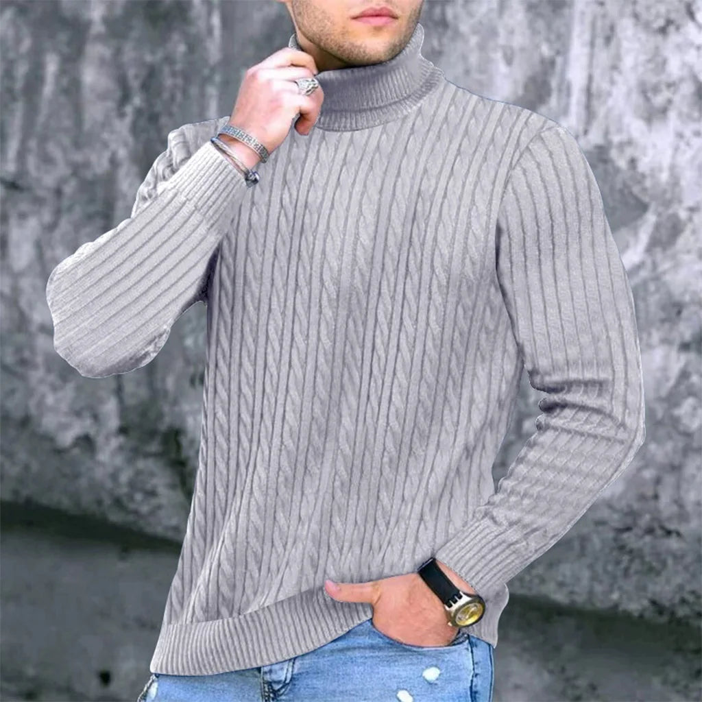 Men's Ribbed Turtleneck Long Sleeve Knit Sweater