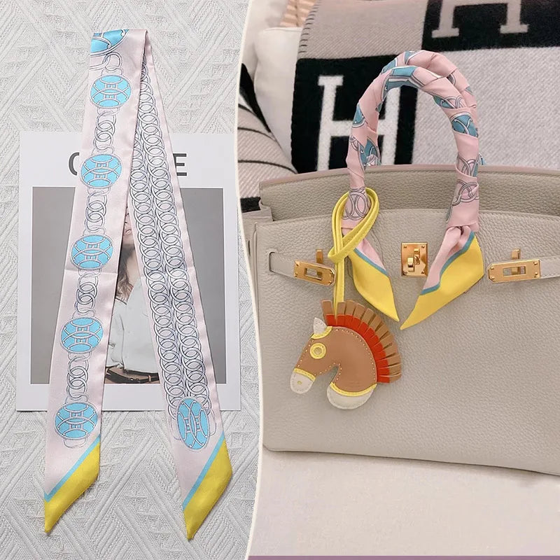 Printed Skinny Scarf for Neck and Bag Handle Styling