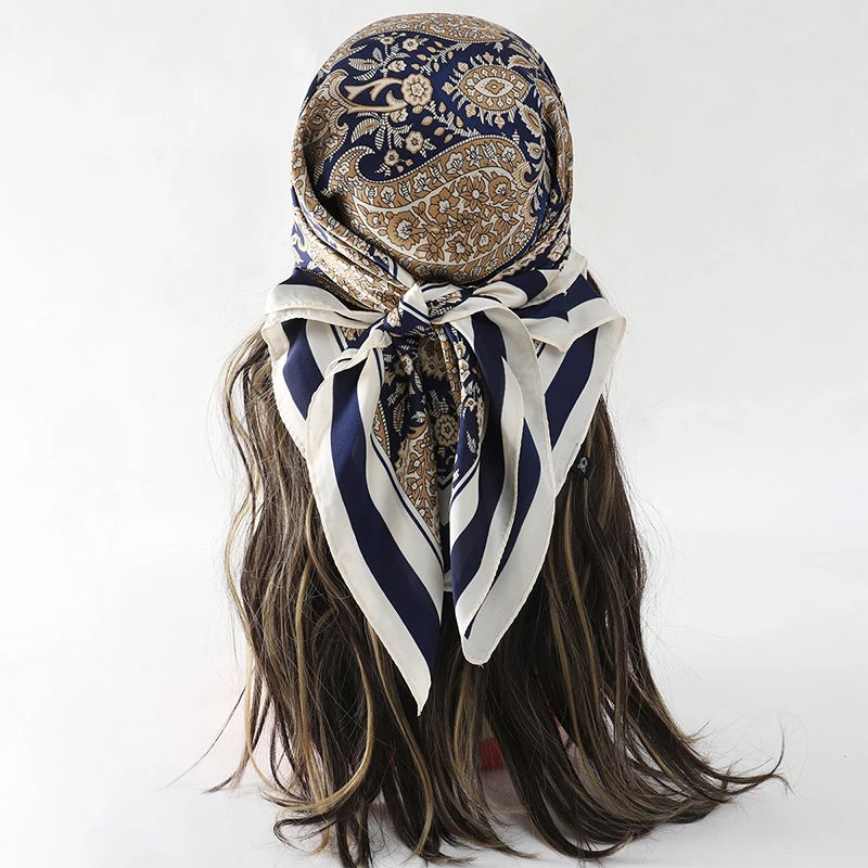 Floral Print Square Scarf for Head and Neck Styling