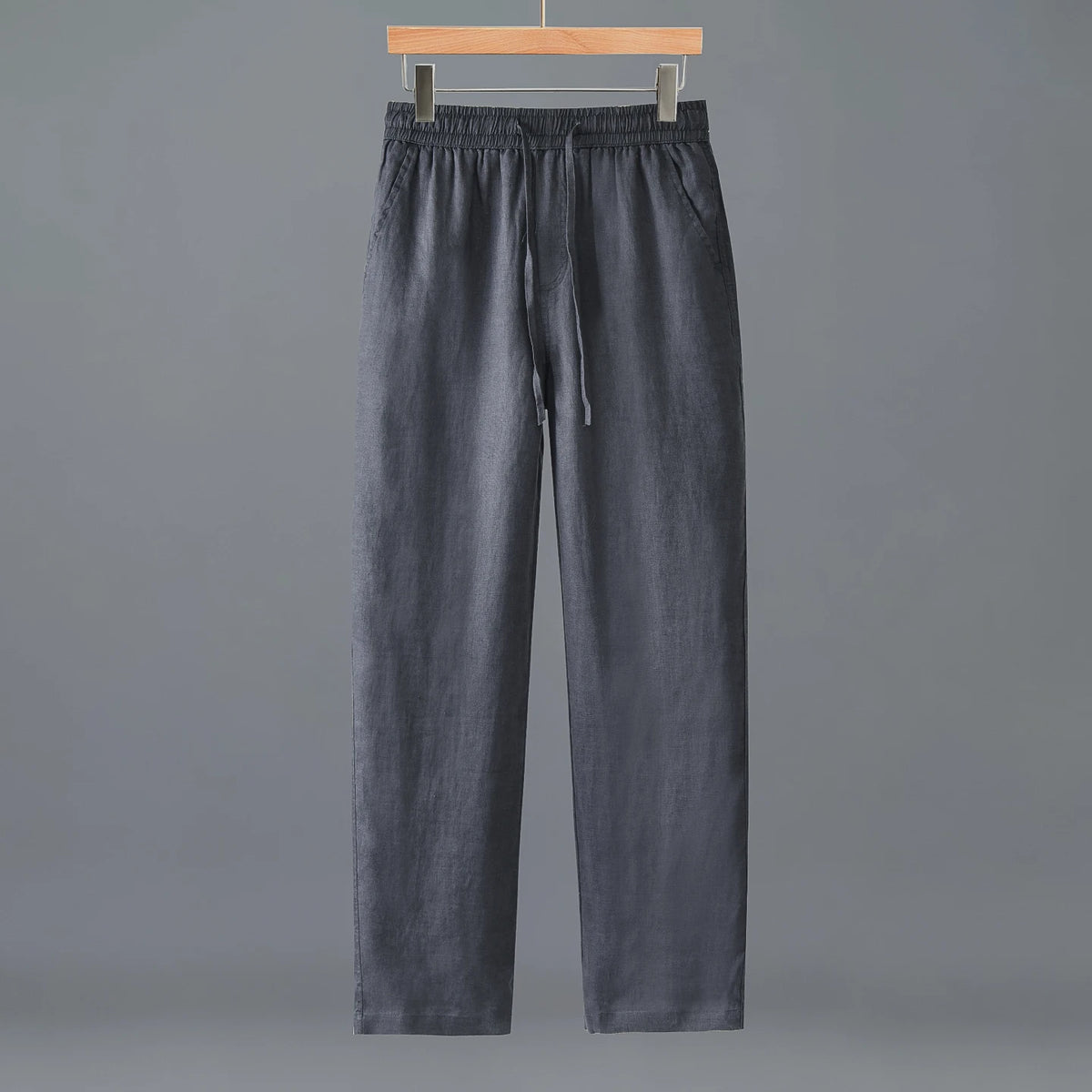 Women's Linen Regular-Fit Full-Length Casual Pants with Elastic Waist for Everyday Wear
