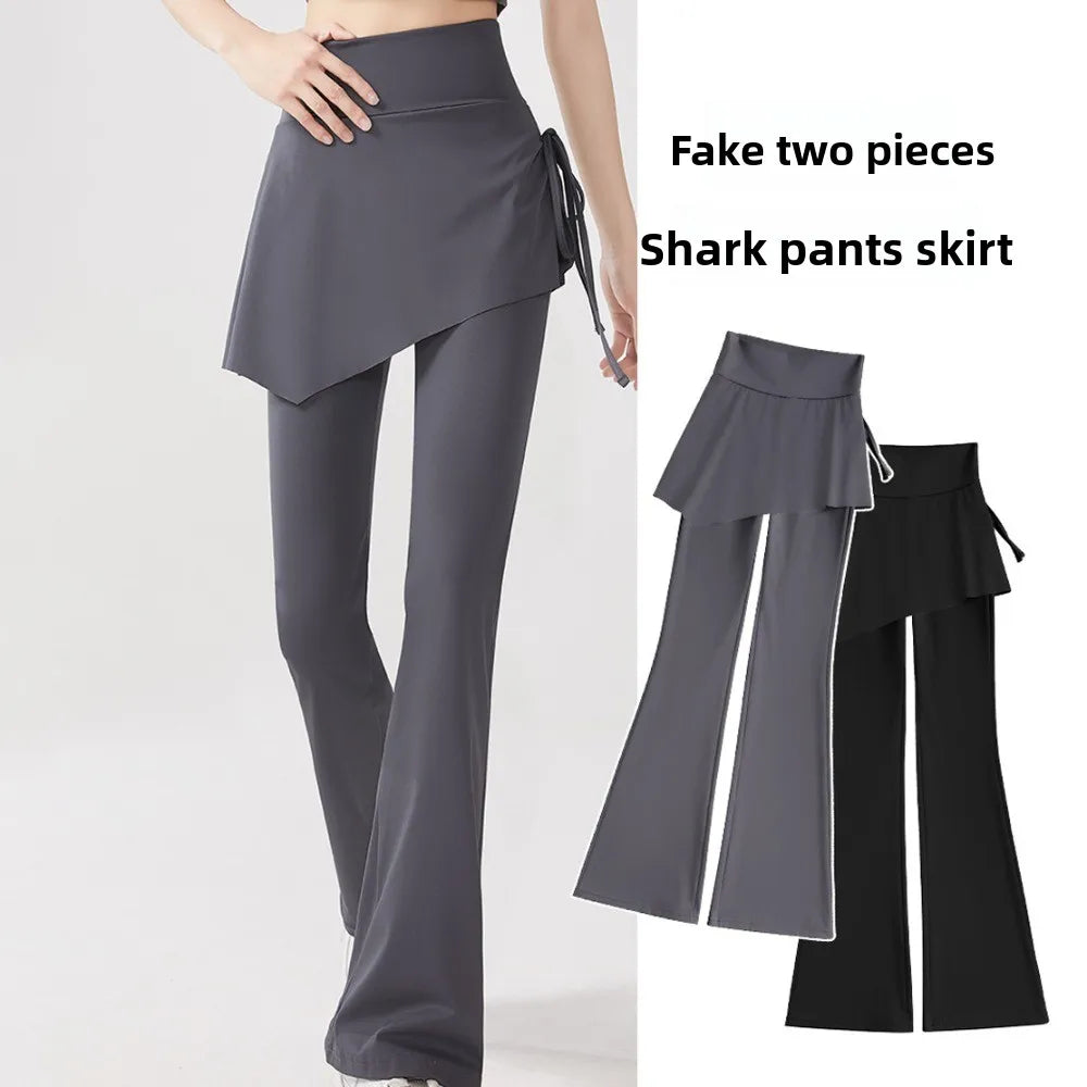 Women's Skirt Overlay Flared Leggings For Workout Outfits