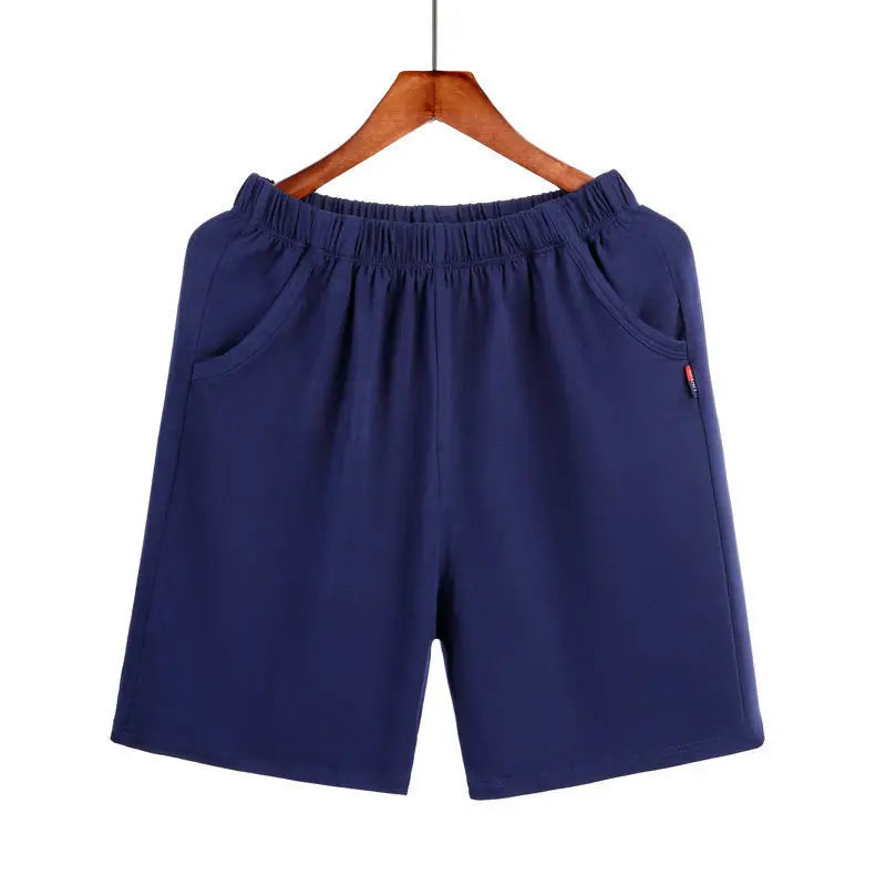 Men's Solid Pocket Elastic Waist Knee Length Lounge Shorts