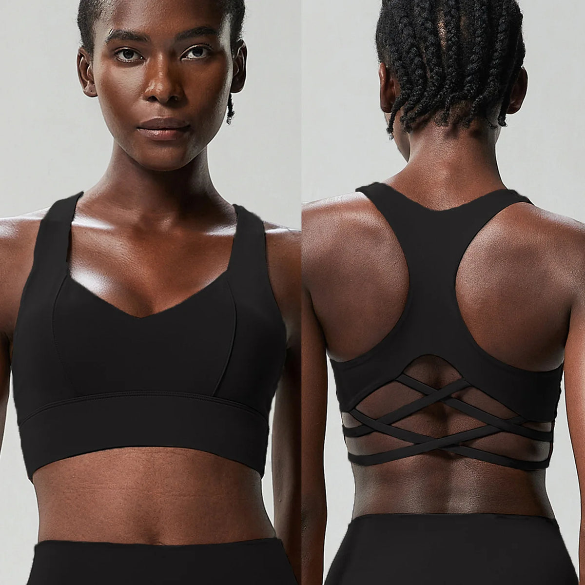 Women's Racerback Lattice Strap Sports Bra