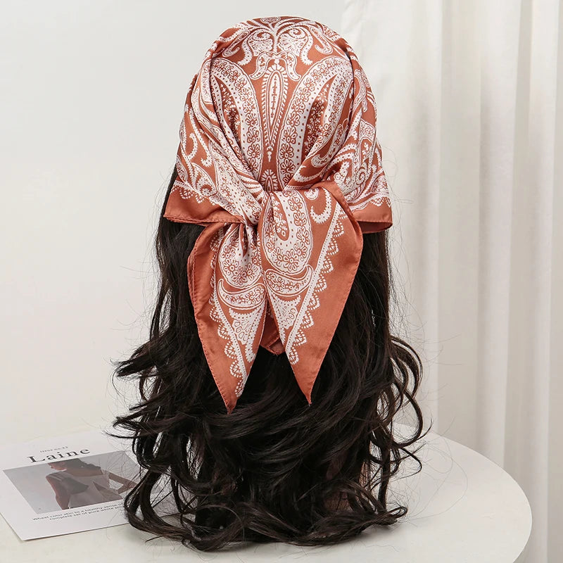 Floral Print Square Scarf for Head and Neck Styling