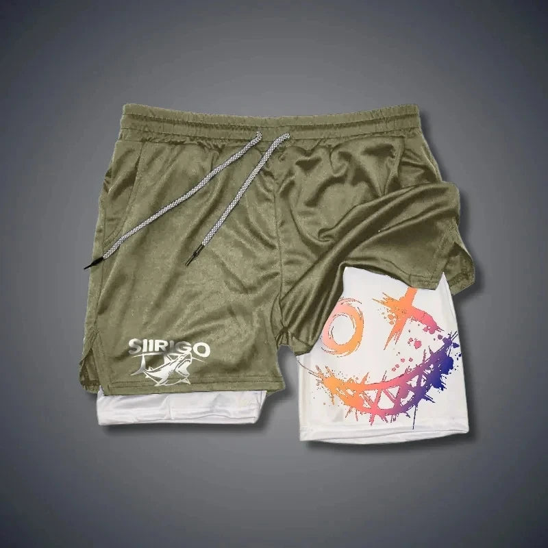 Men's Smiley Graphic Double Layer Shorts