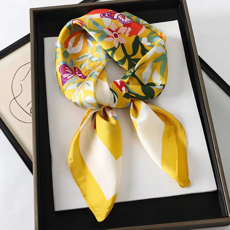 Printed Square Scarf for Hair Wrap and Neck Styling