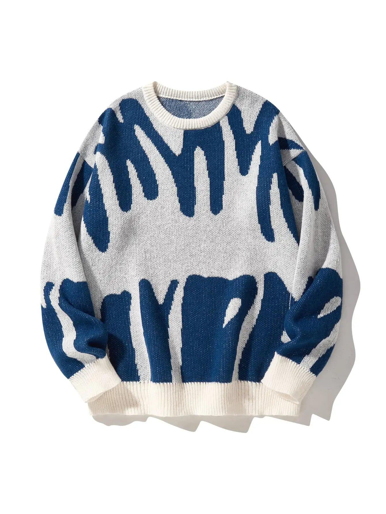 Men's Abstract Pattern Crew Neck Knit Sweater