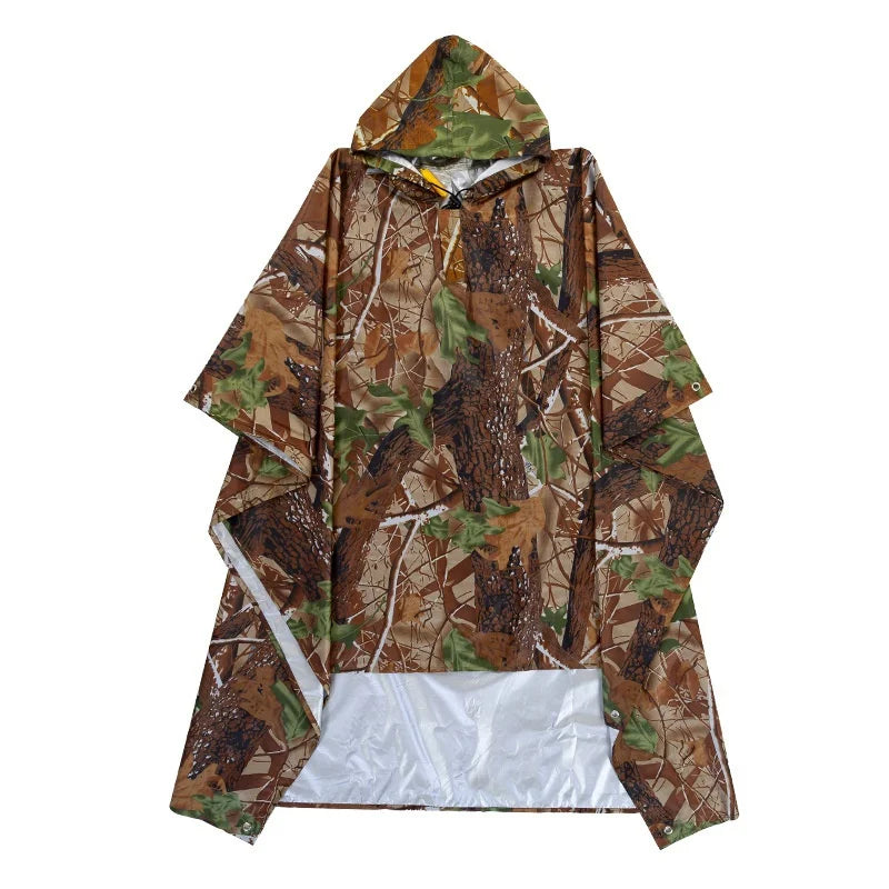 Camouflage Hooded Poncho for Layering over Tops and Dresses