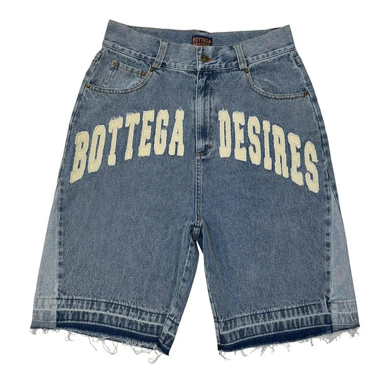 Men's Embroidered Denim Shorts for Casual Everyday Wear