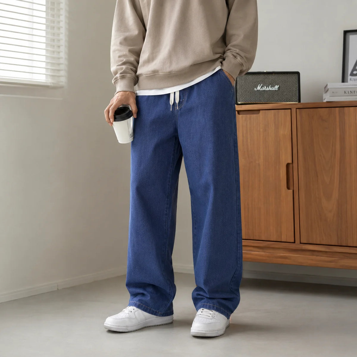 Men's Wide Leg Denim Jeans for Casual Everyday Wear