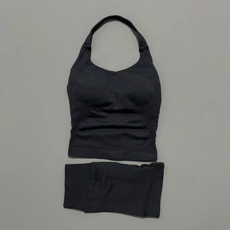 Women's Halter Tank And Shorts Yoga Set For Workout Outfits