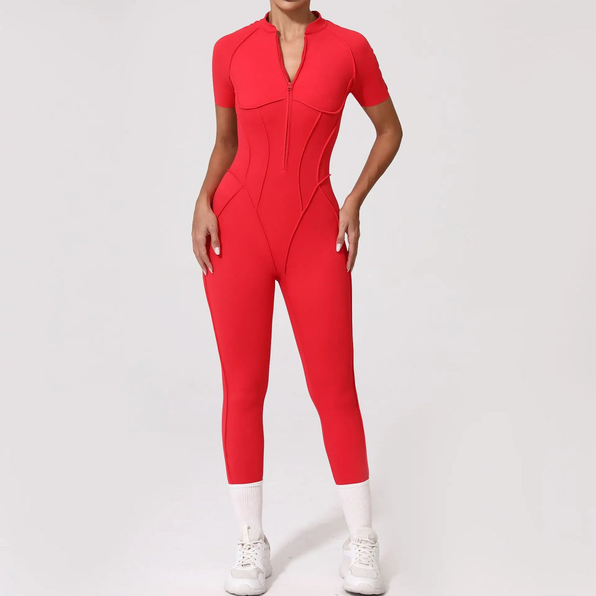Women's Contoured Workout One Piece with Back Cutout and Multiple Sleeve Styles