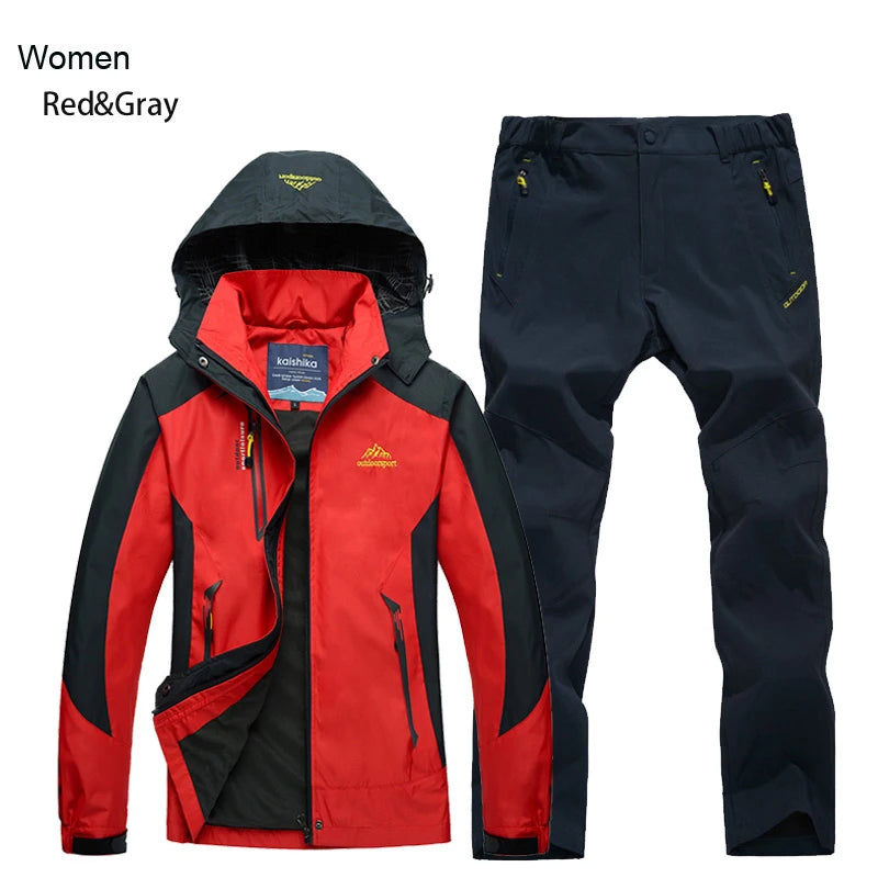 Outdoor Hooded Jacket and Trouser Clothing Set with Style Options