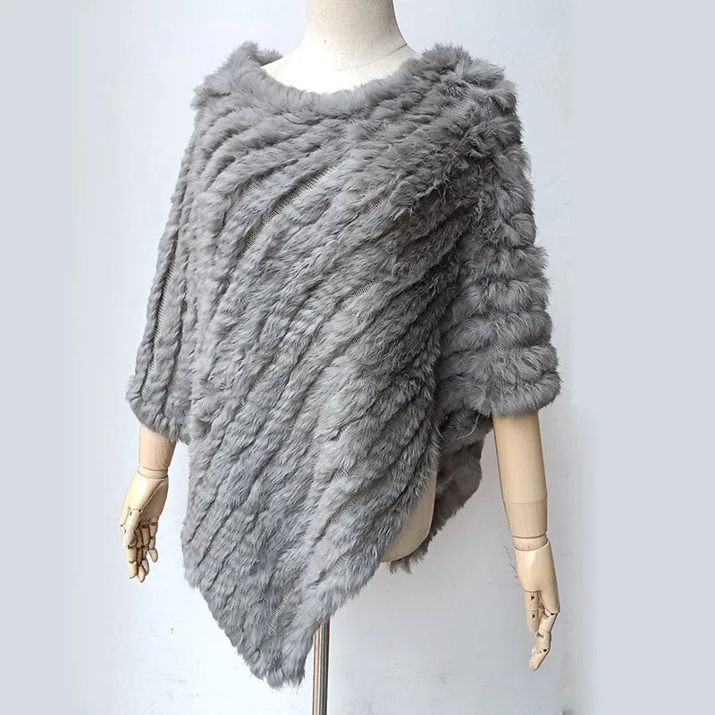 Textured Pointed Hem Poncho for Layering over Outfits