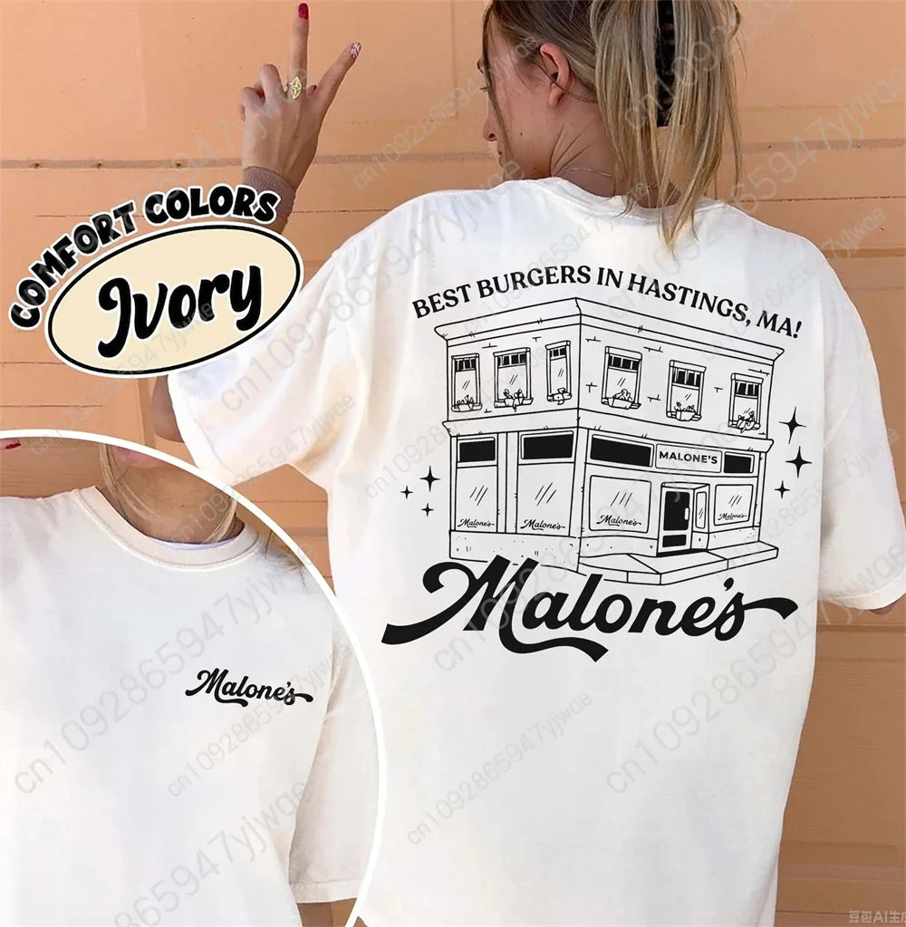 Malones Letter Graphic Short Sleeve T-shirt For Sports Outfits