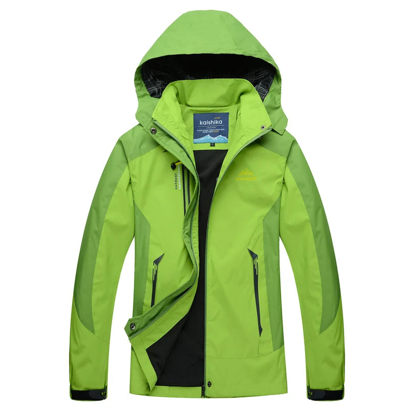Color Block Hooded Full Zip Long Sleeve Outdoor Jacket