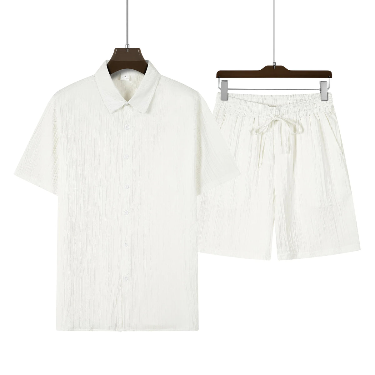 Men's Short Sleeve Button Front Pocket Detail Clothing Set