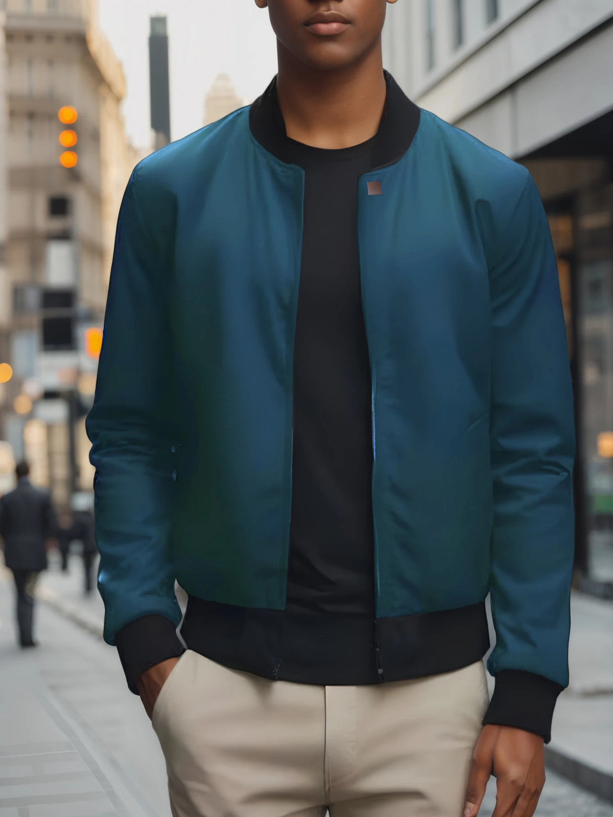 Men's Short Baseball-Collar Zip-Front Jacket