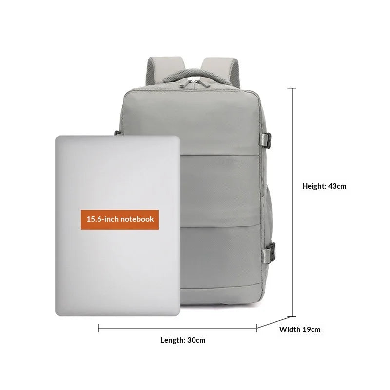 Rectangular Travel Backpack with Zippered Compartments and Carry Handle