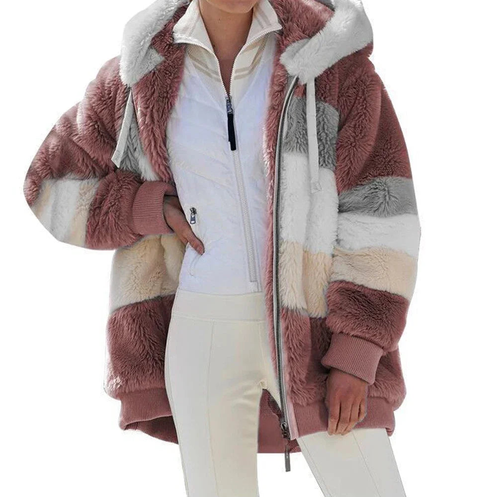 Women’s Hooded Zip-Front Patchwork Jacket