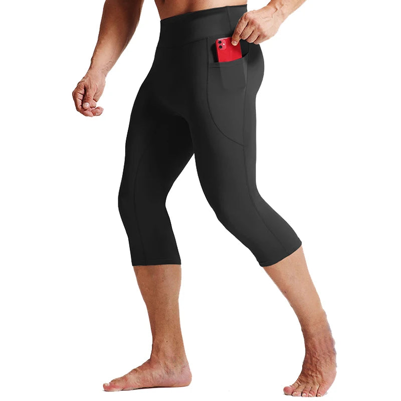Men's Cropped Training Leggings for Gym and Running