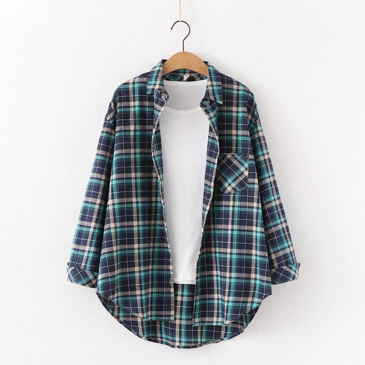 Women's Checked Collared Long Sleeve Shirt